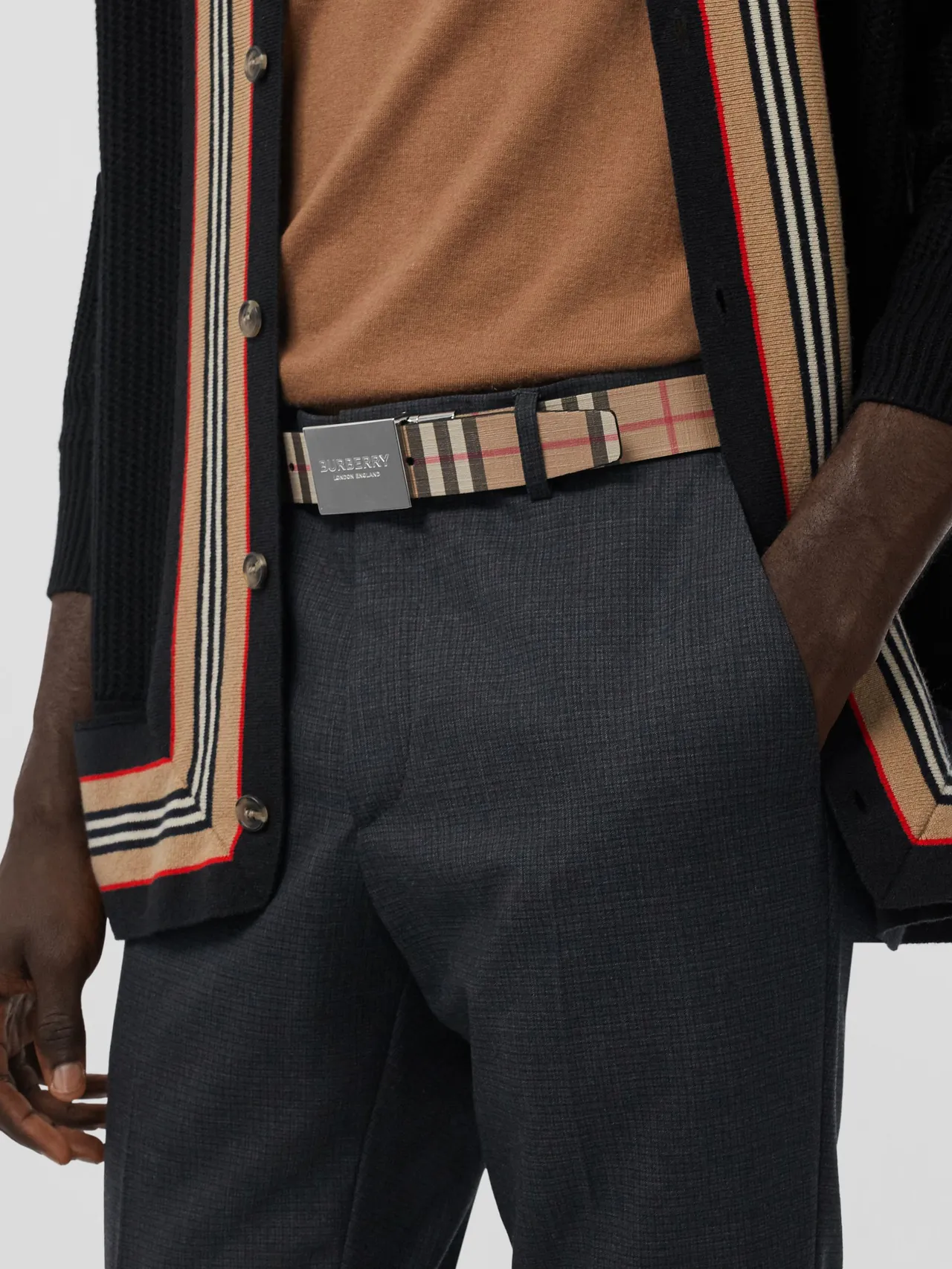 Burberry Knight Vintage Check Ceinture en cuir réversible 4