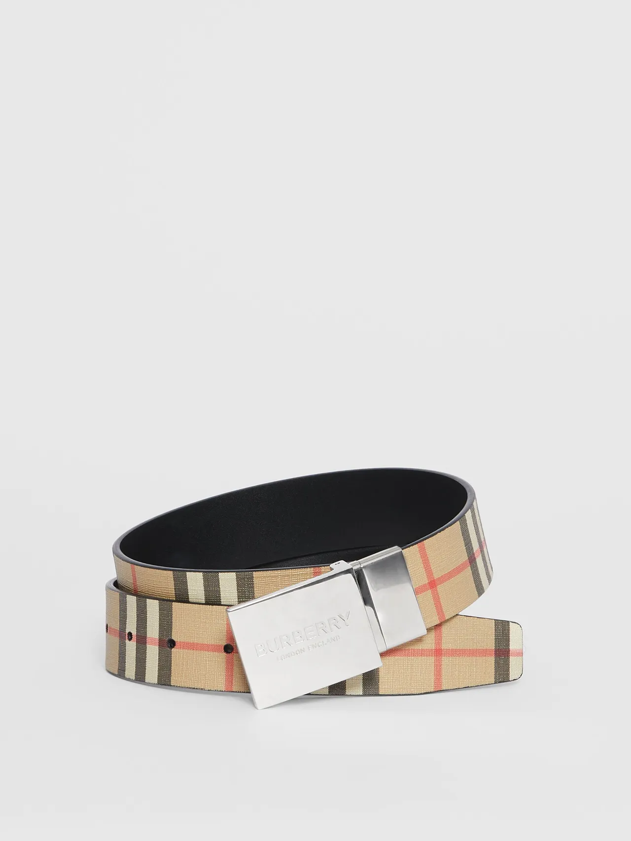 Burberry Knight Vintage Check Ceinture en cuir réversible 5