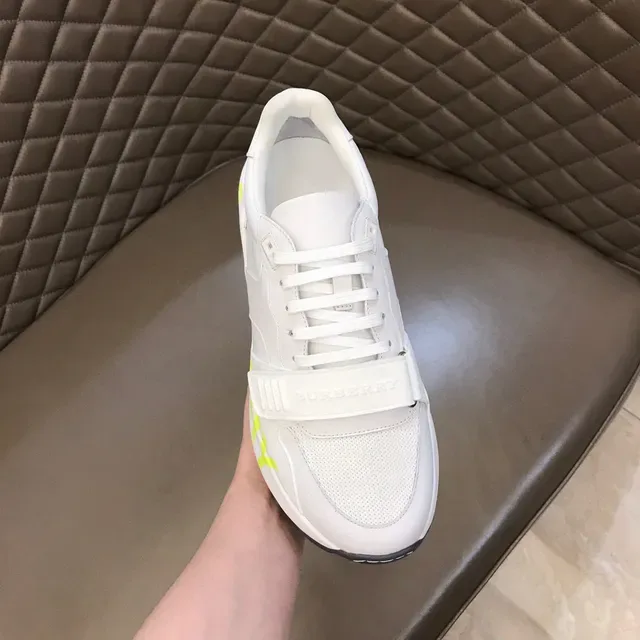Burberry Knight Blanc Jaune Similicuir Tige Impression Logo Néon Sneakers Lifestyle 4