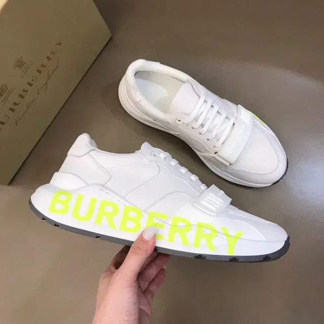 Burberry Knight Blanc Jaune Similicuir Tige Impression Logo Néon Sneakers Lifestyle 6