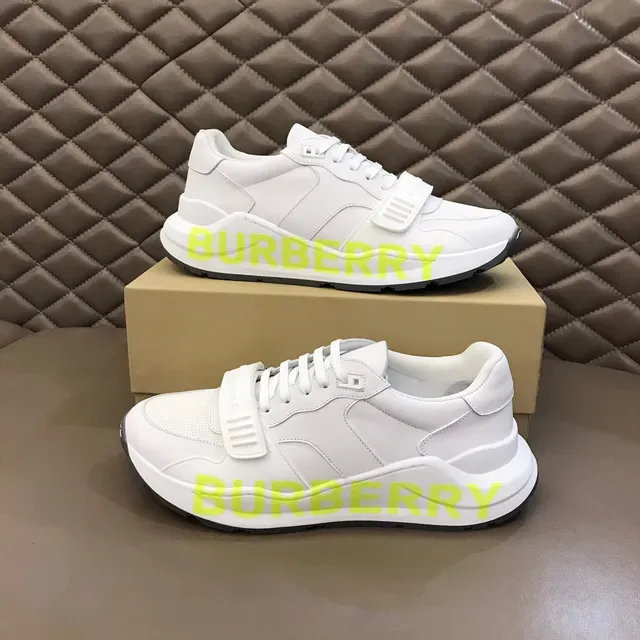Burberry Knight Blanc Jaune Similicuir Tige Impression Logo Néon Sneakers Lifestyle 7