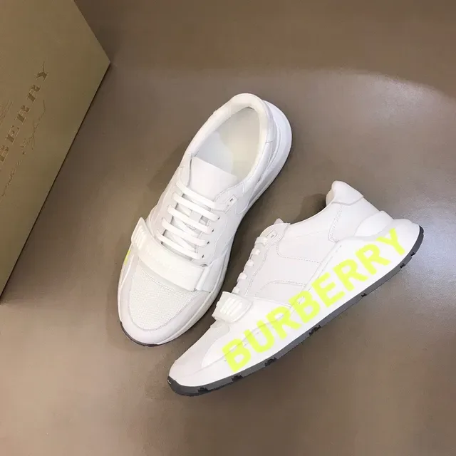 Burberry Knight Blanc Jaune Similicuir Tige Impression Logo Néon Sneakers Lifestyle 8