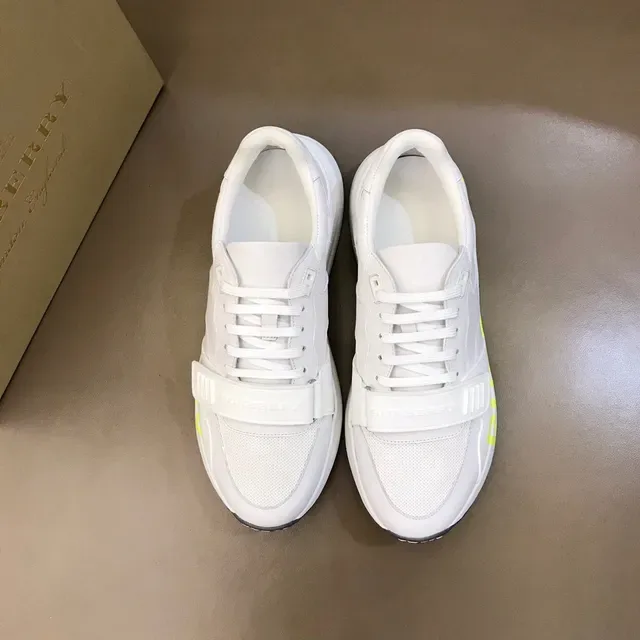Burberry Knight Blanc Jaune Similicuir Tige Impression Logo Néon Sneakers Lifestyle 9