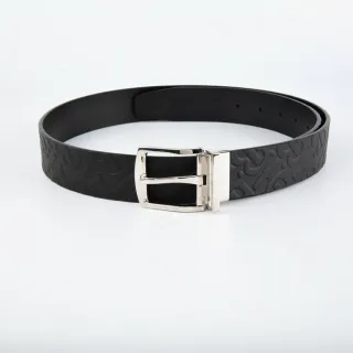Burberry Monogram Embossed Black Leather Belt