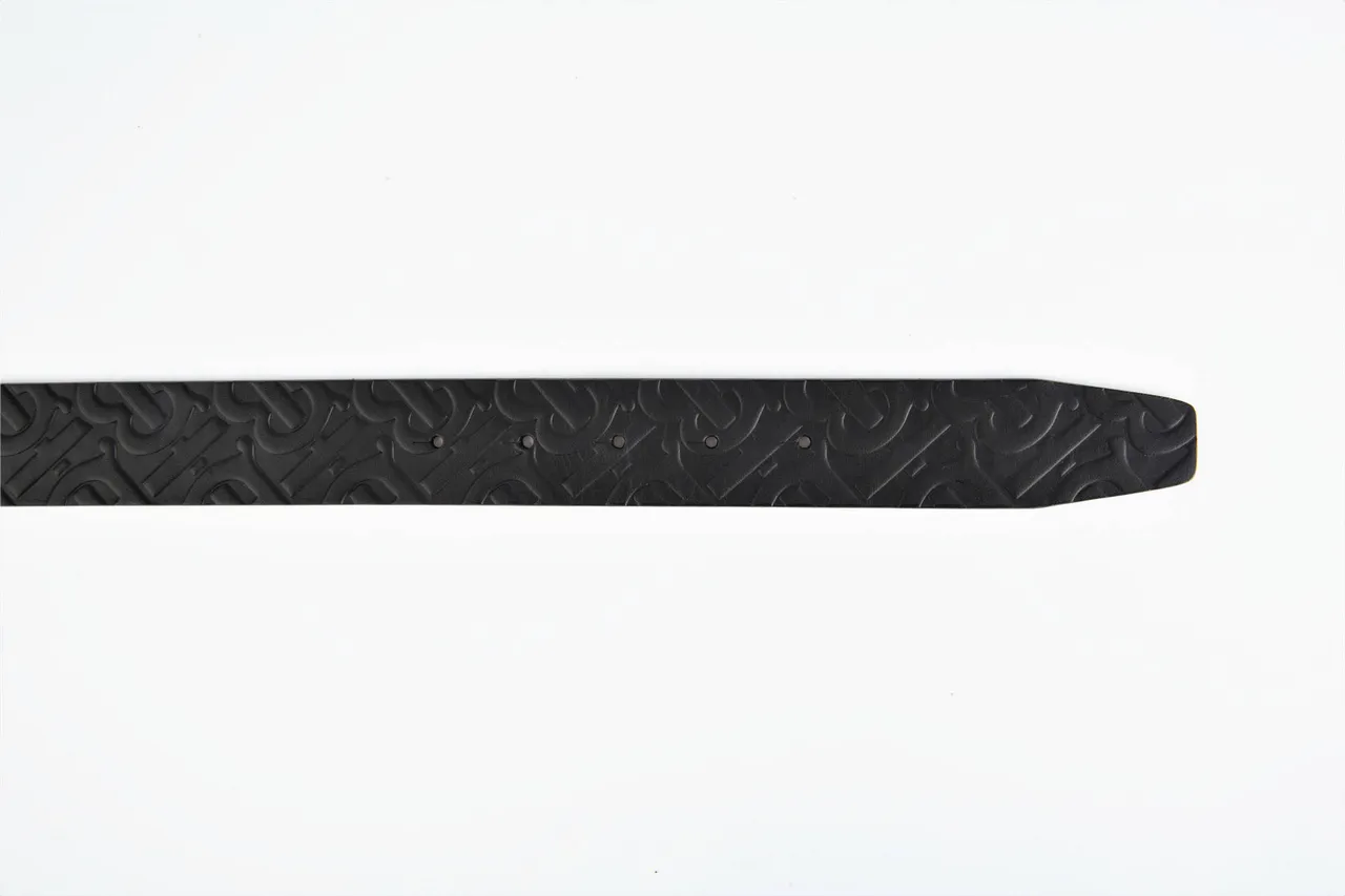 Burberry Monogram Embossed Black Leather Belt 4