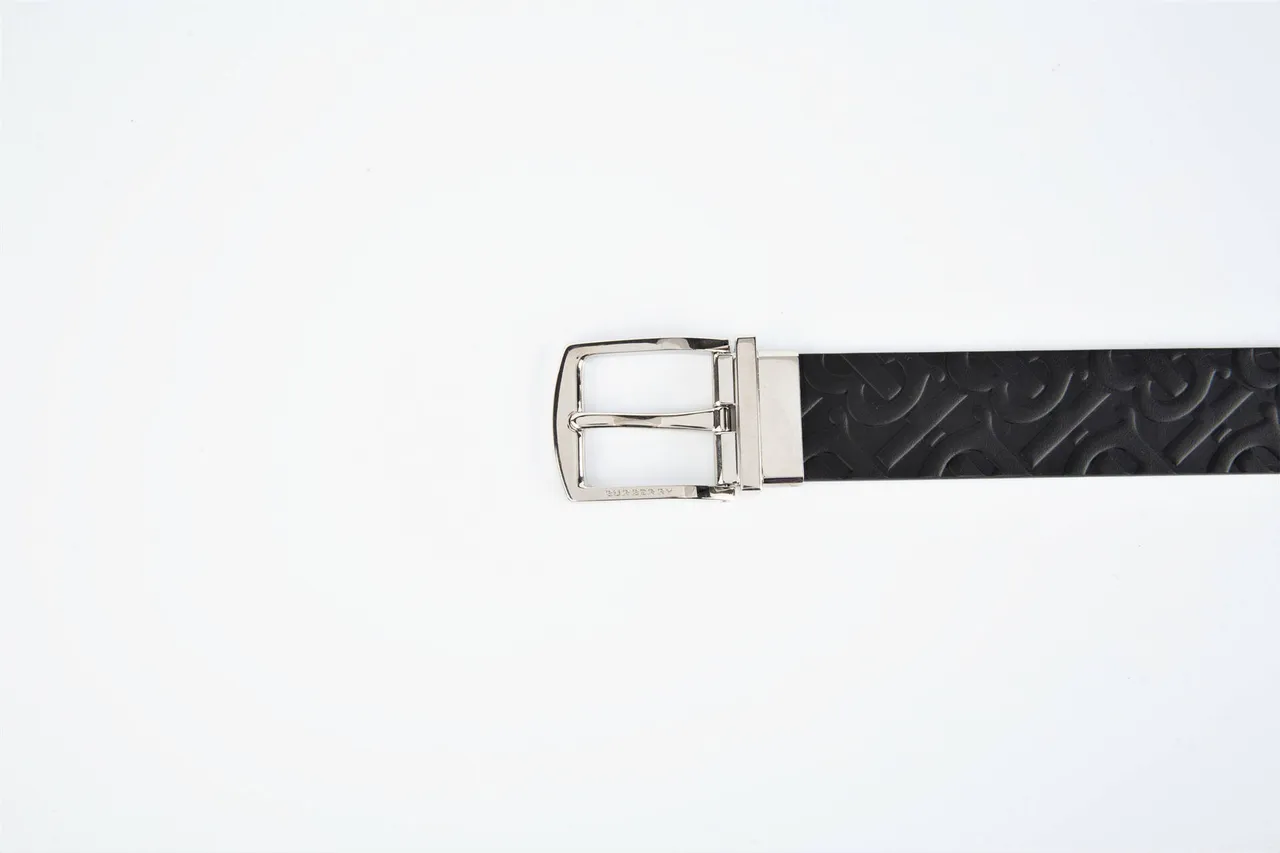 Burberry Monogram Embossed Black Leather Belt 5