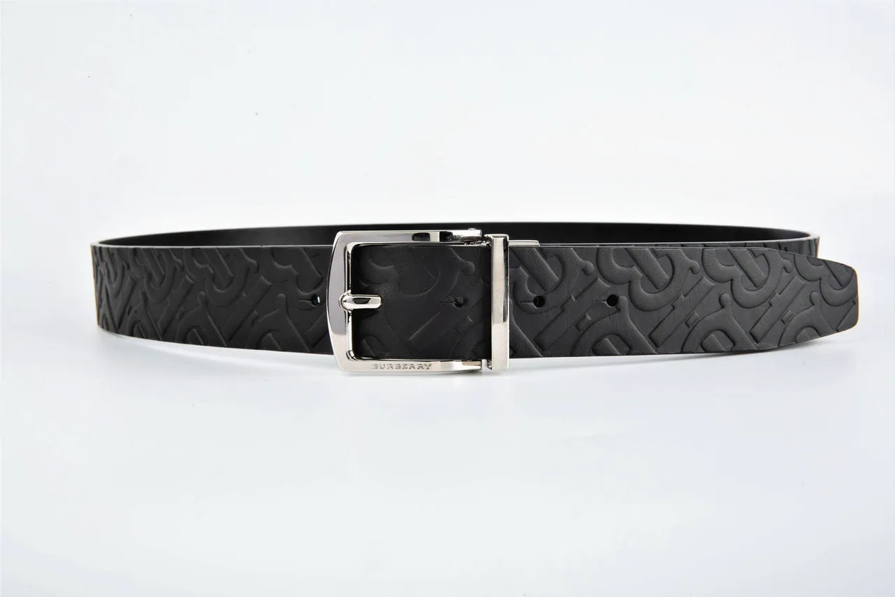 Burberry Monogram Embossed Black Leather Belt 6