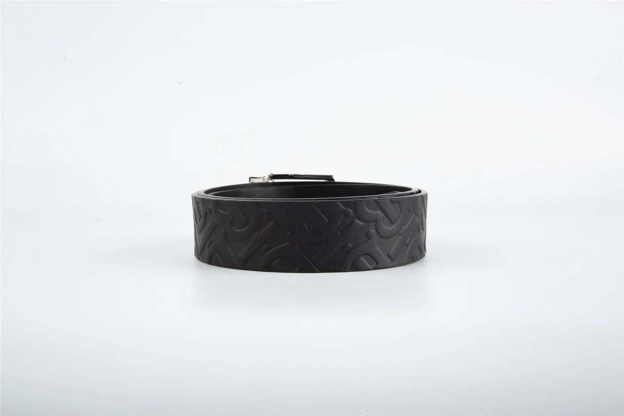 Burberry Monogram Embossed Black Leather Belt 8