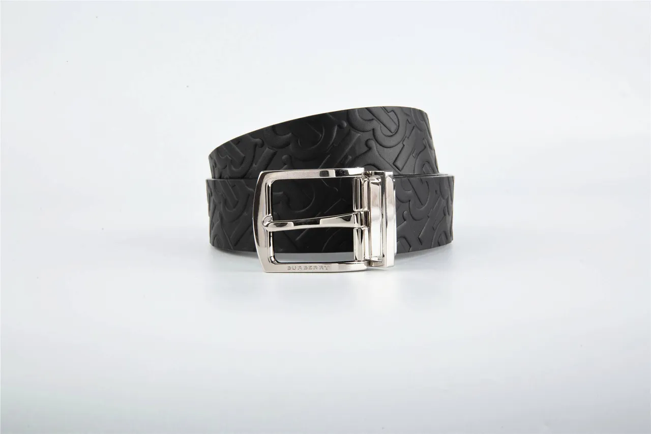 Burberry Monogram Embossed Black Leather Belt 9
