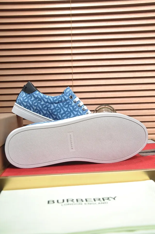 Burberry Monogram-Printed Light Blue and White Low-Top Sneakers 2