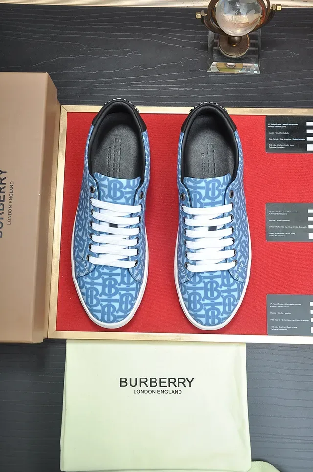 Burberry Monogram-Printed Light Blue and White Low-Top Sneakers 4