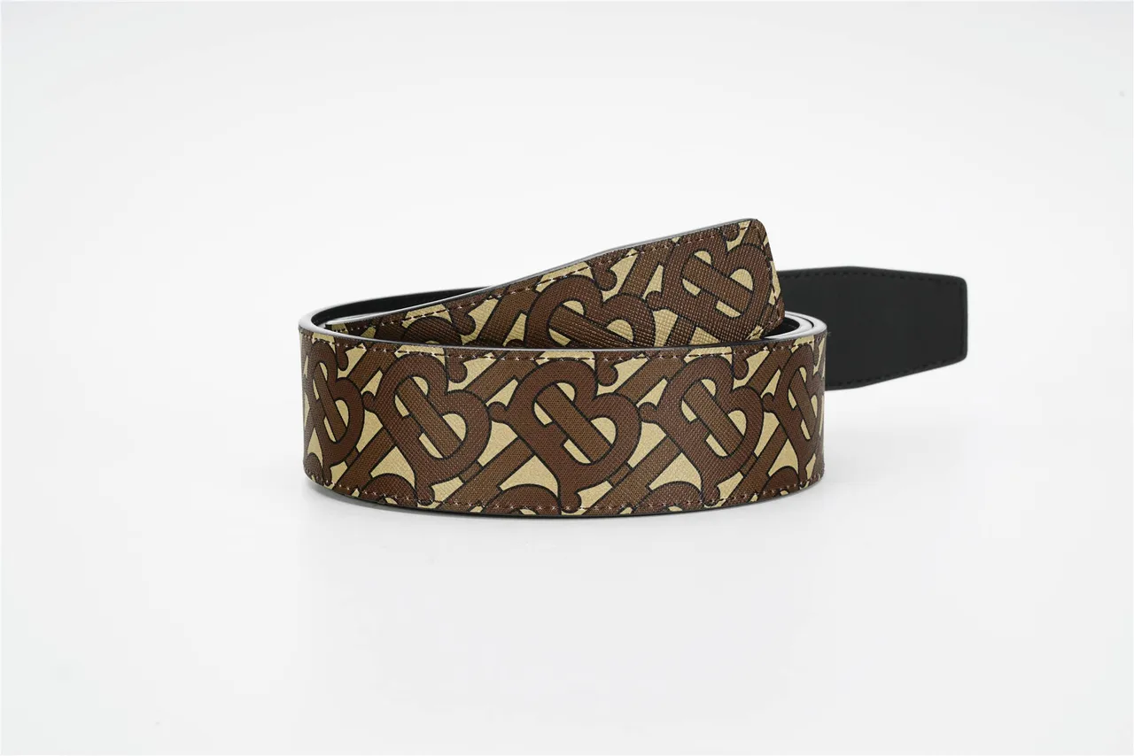 Burberry Monogram TB Buckle Belt Ceinture en cuir marron beige 3