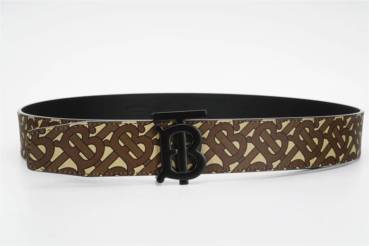 Burberry Monogram TB Buckle Belt Ceinture en cuir marron beige 8