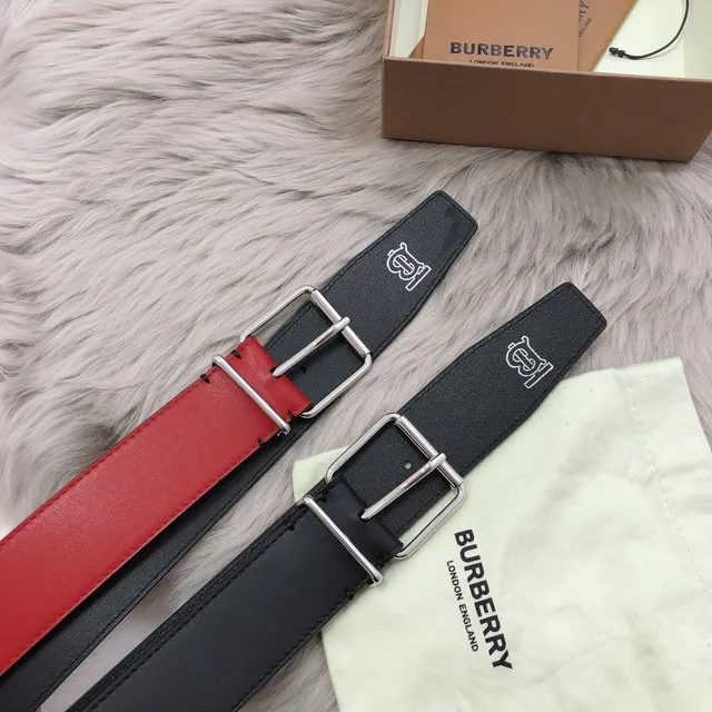 Burberry Cinto de couro reversível vermelho preto com colorway contrastante 6
