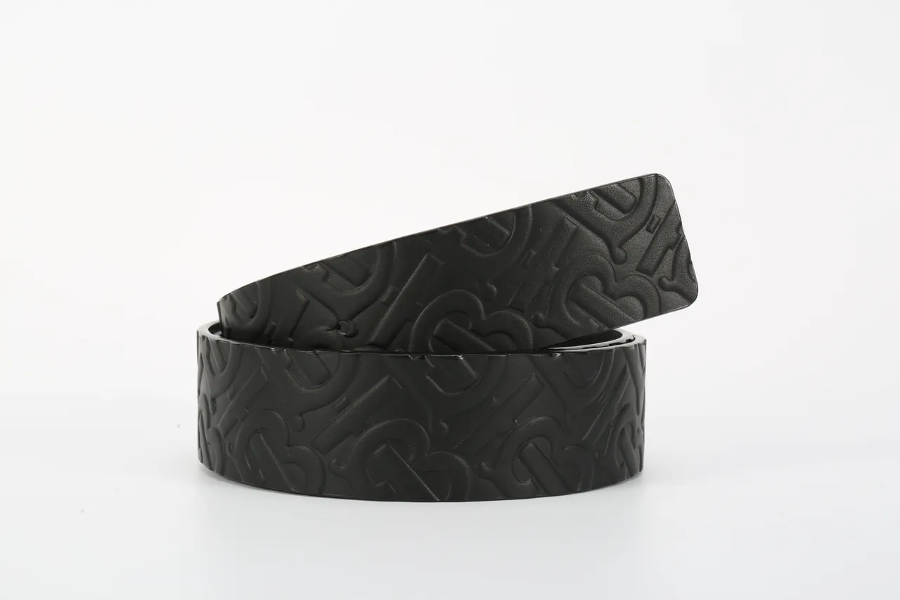 Burberry TB Belt Black Embossed Monogram Leather Belt 3