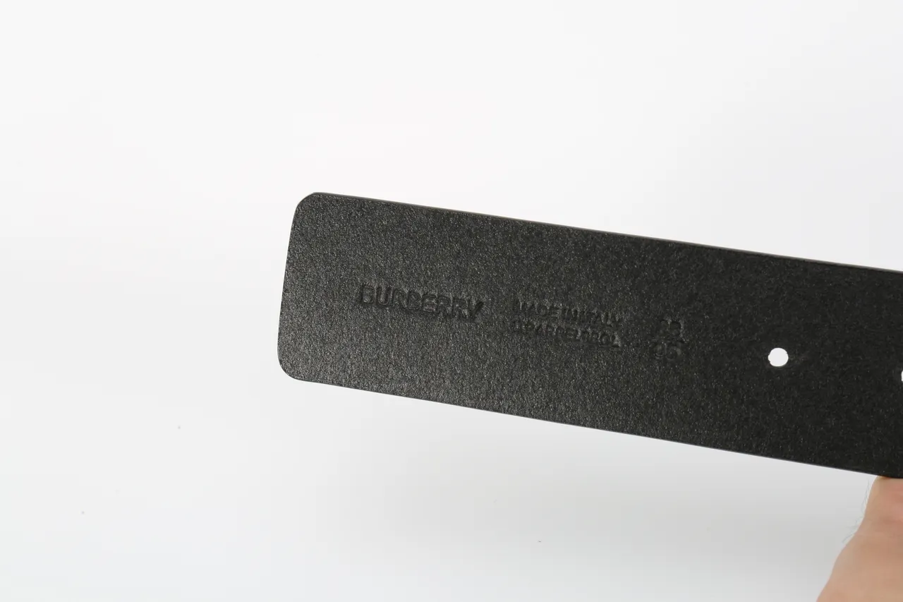 Burberry TB Belt Black Embossed Monogram Leather Belt 7