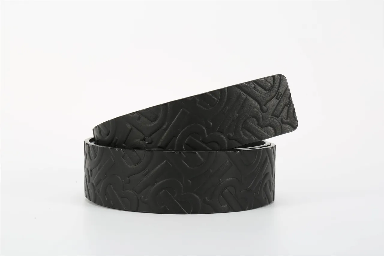 Burberry TB Belt Black Embossed Monogram Leather Belt 11