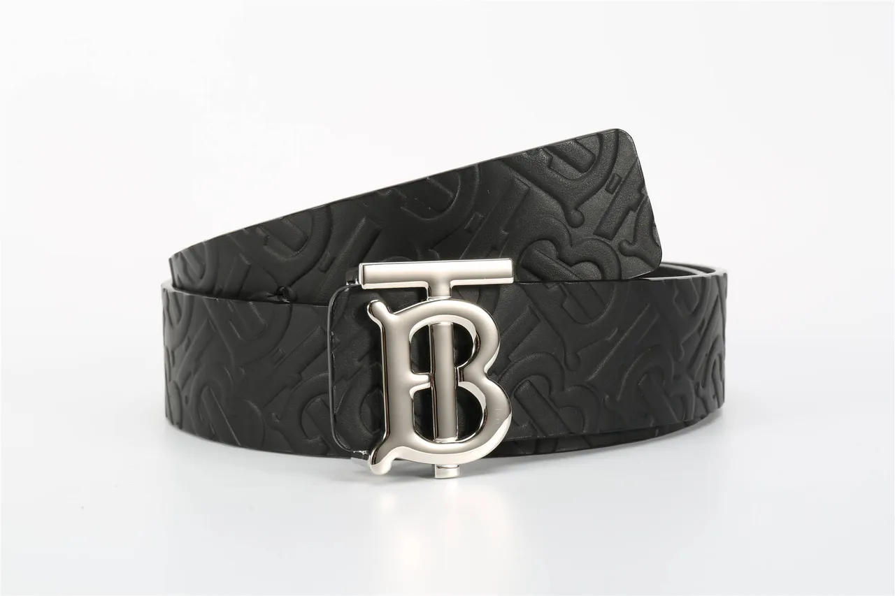 Burberry TB Belt Black Embossed Monogram Leather Belt 13