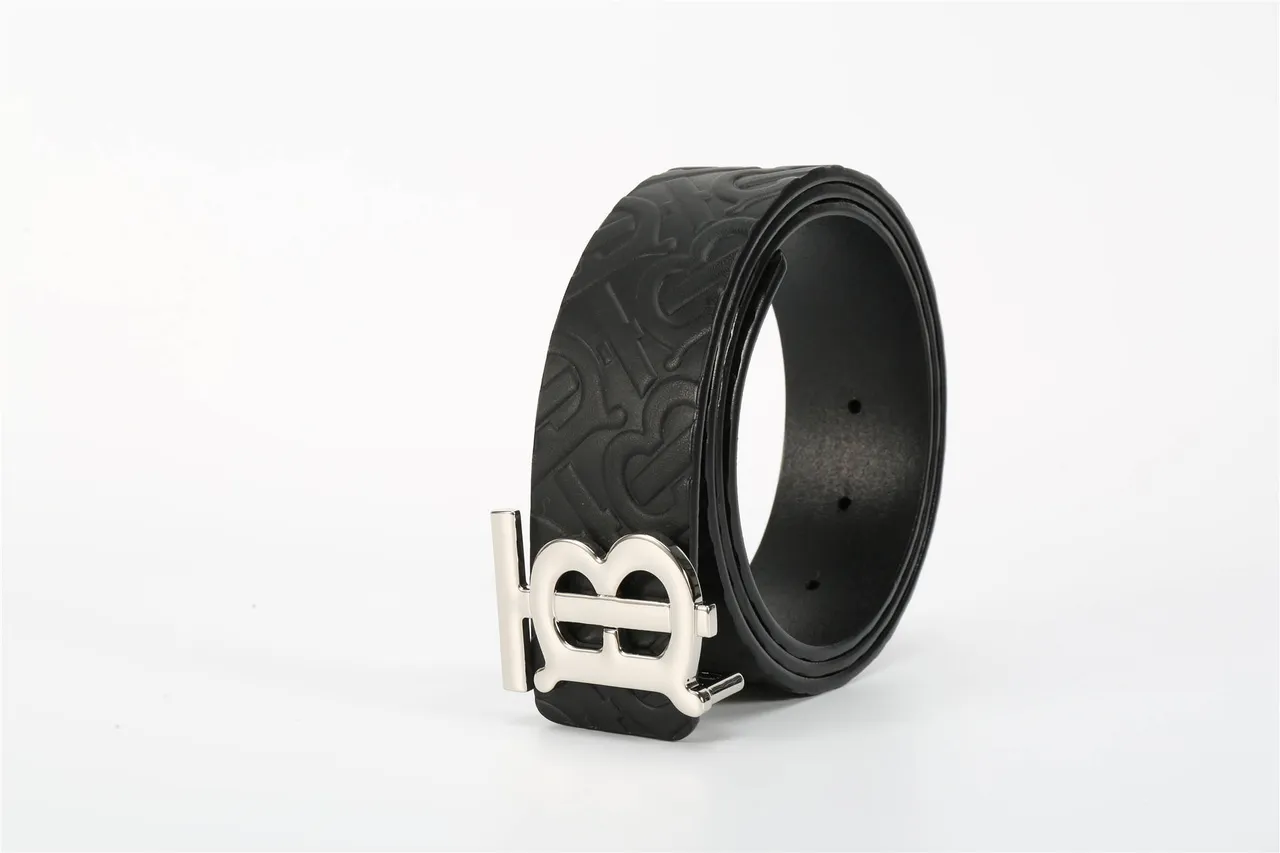 Burberry TB Belt Black Embossed Monogram Leather Belt 15