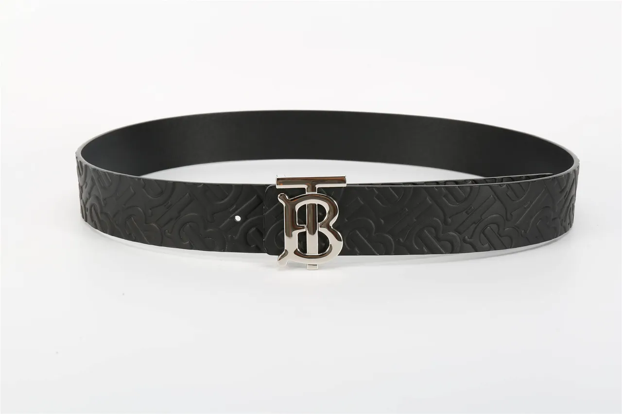 Burberry TB Belt Black Embossed Monogram Leather Belt 18