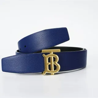 Burberry TB Belt नेवी ब्लू द्विपक्षीय दानेदार चमड़ा बेल्ट