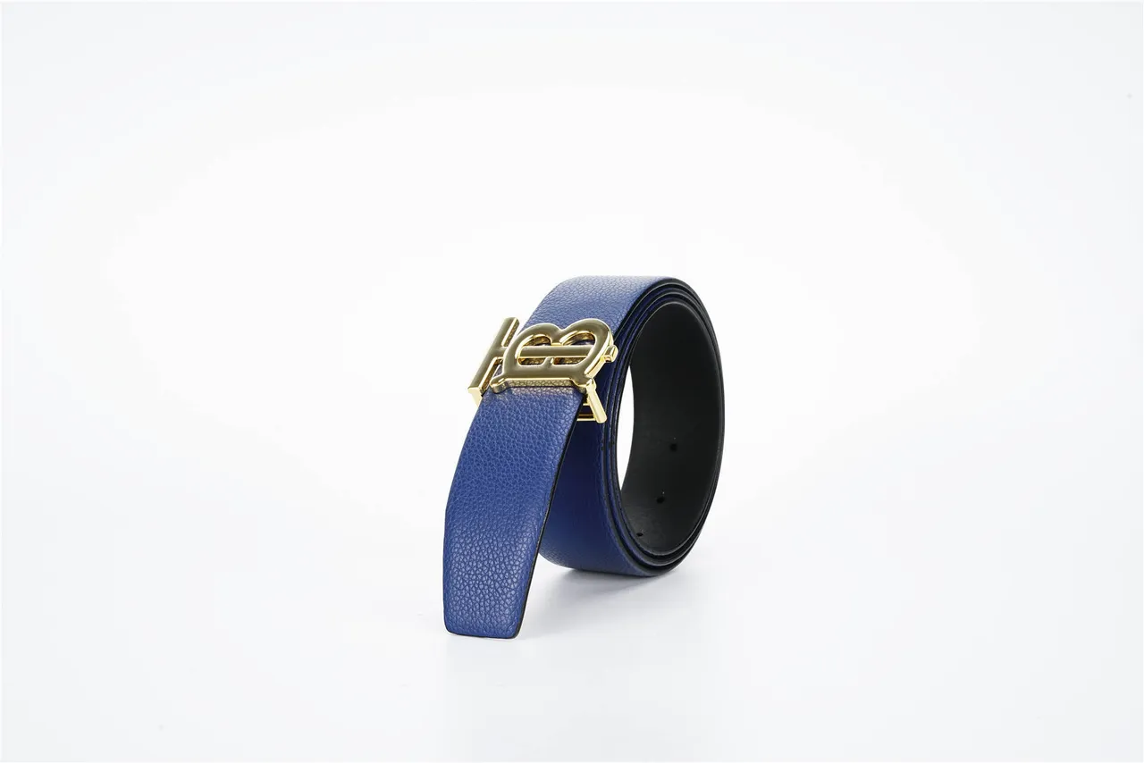 Burberry TB Belt Navy Blue Reversible Pebbled Leather Belt 6
