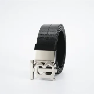 Burberry TB Belt Perforated Check Black Leather Belt