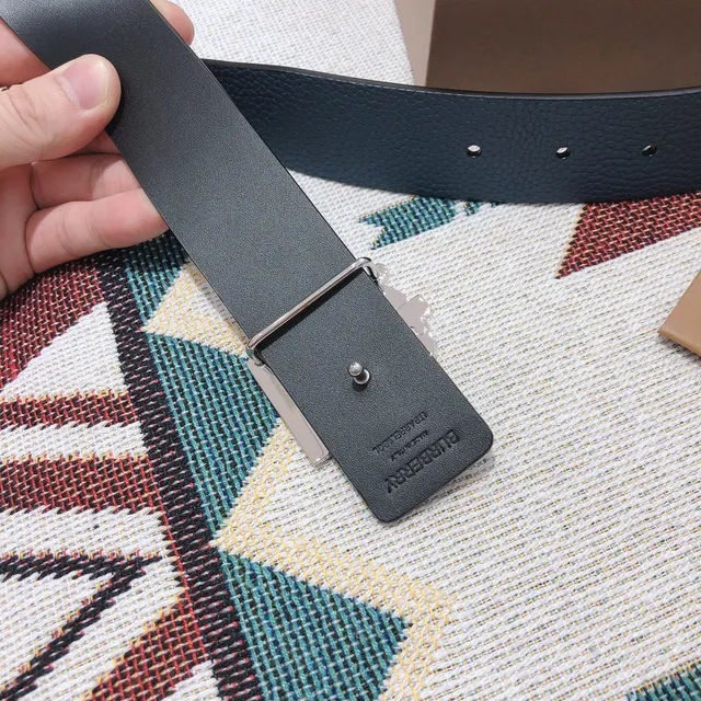 Burberry TB Monogram Belt Blue Pebbled Leather Belt 5