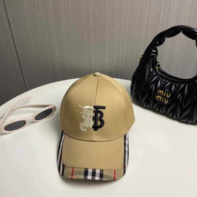 Burberry Thomas Monogram Beige Multicolor Structured Six-Panel Embroidered Baseball Cap 3