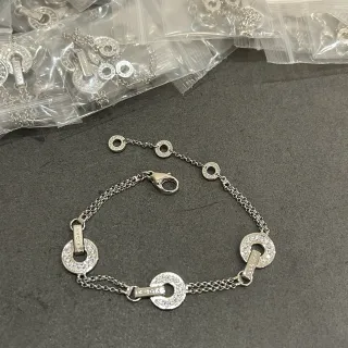 Bvlgari B.zero1 Double-Circle Pavé Crystal Silver Bracelet