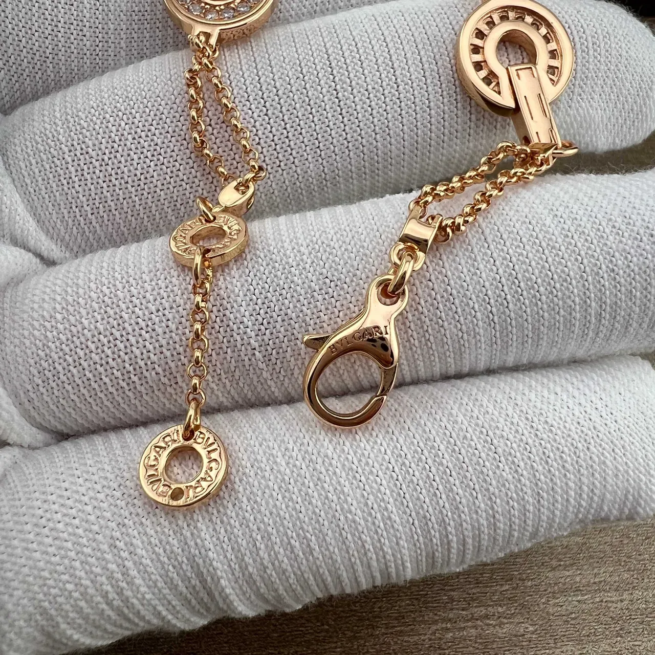 Bvlgari B.zero1 पेव-डायमंड ओपन-सर्कल चेन ब्रेसलेट 2