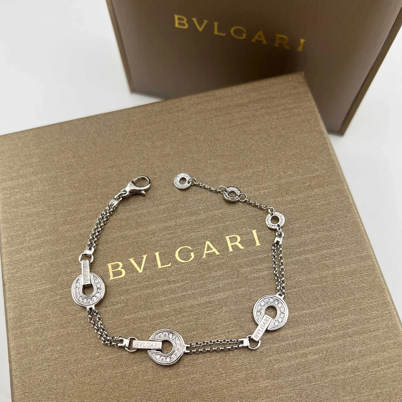 Bvlgari B.zero1 पेव-डायमंड ओपन-सर्कल चेन ब्रेसलेट 5
