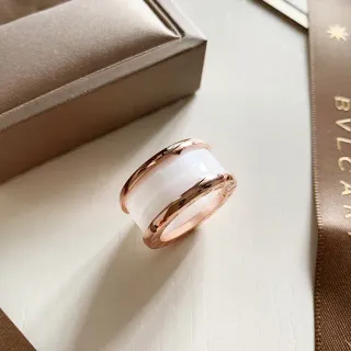 Bvlgari B.zero1 সাদা সিরামিক এবং গোলাপি সোনার আংটি