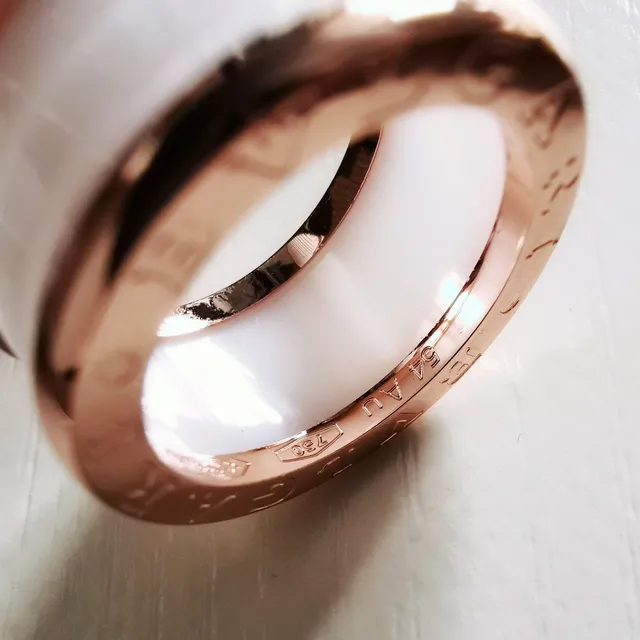 Bvlgari B.zero1 White Ceramic and Rose Gold Ring 3