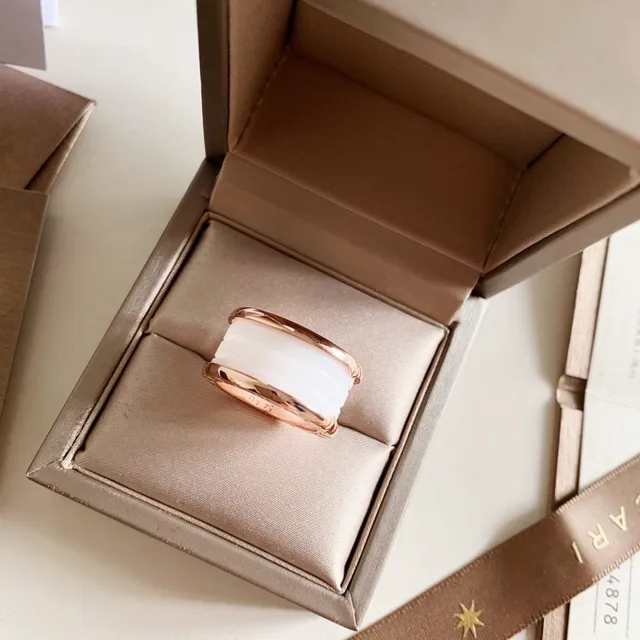Bvlgari B.zero1 White Ceramic and Rose Gold Ring 8