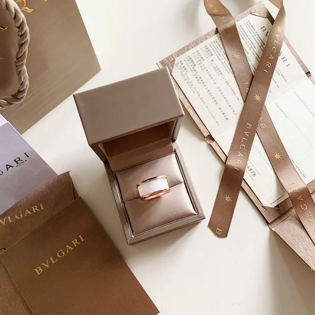 Bvlgari B.zero1 White Ceramic and Rose Gold Ring 9