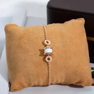 Bvlgari B.zero1 White Ceramic and Rose Gold-Tone Chain Bracelet
