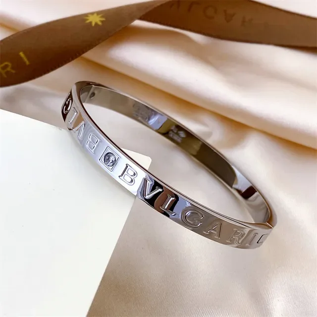 Bvlgari Bvlgari Logo Gravé Or Argent Or Rose Cristal Bracelets Empilables 2