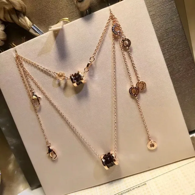 Bvlgari Collier Or Noir Multi-Chain Multicouche Cylindrique Perle Motif 4