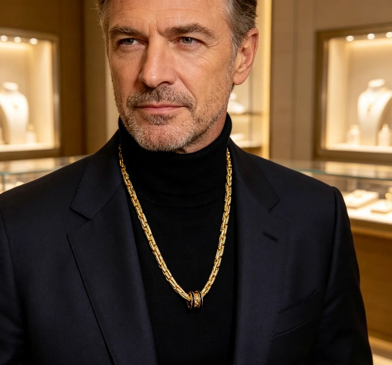 Bvlgari Collier Chaîne à maillons torsadés en or et noir avec fermetures émaillées 3