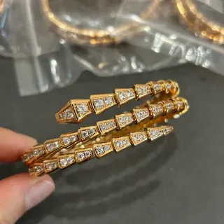 Bvlgari Gold Silver Articulated Serpentine Pavé-Set Bracelet