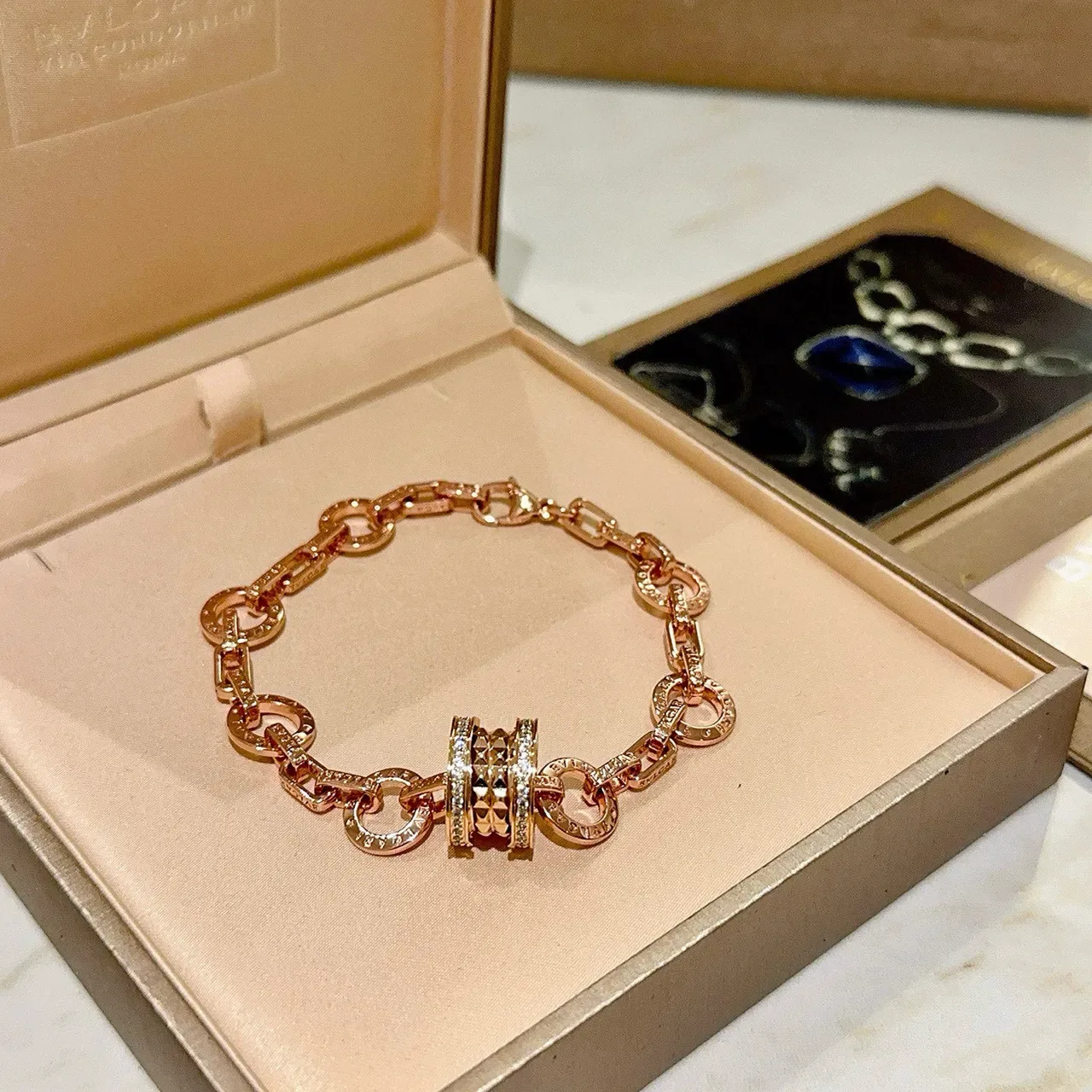 Bvlgari سوار ذهب وفضة سلاسل حلقات متعددة مركز دوّار 3