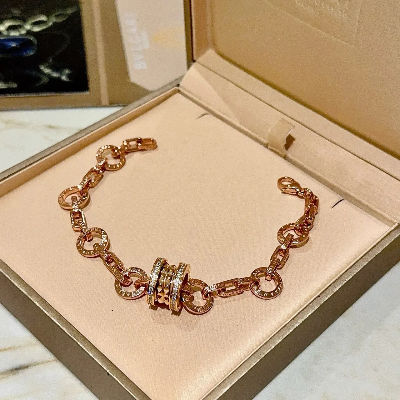 Bvlgari سوار ذهب وفضة سلاسل حلقات متعددة مركز دوّار 7