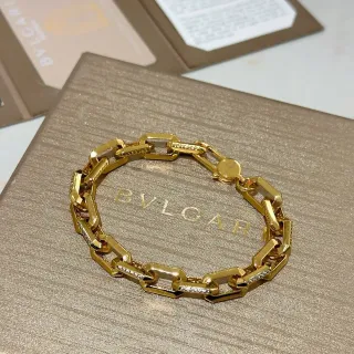 Bvlgari Gold-Tone Geometric Link Pavé Bracelet