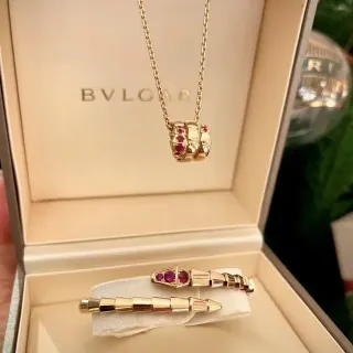 Bvlgari Serpenti Gold Red Tubular Segmented Ruby-Pavé Necklace