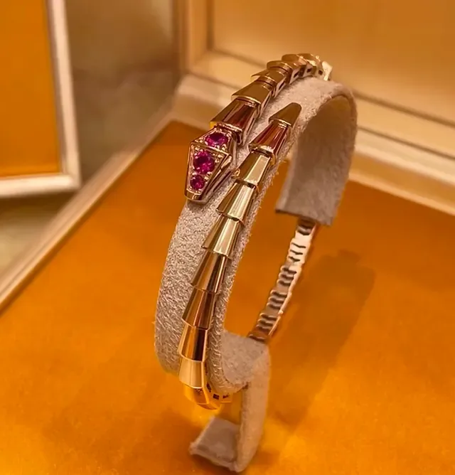 Bvlgari Serpenti Collier Tubulaire Segmenté Ruby-Pavé Or Rouge 7