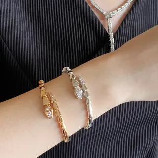 Bvlgari Serpenti सोने चांदी आर्टिकुलेटेड सीरपेंटिन ज्योमेट्रिक स्केल मोटिफ कंगन
