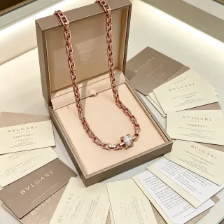 Bvlgari Serpenti Infinito গোলাপি সোনা সাদা সিরামিক এবং ডায়মন্ড নেকলেস