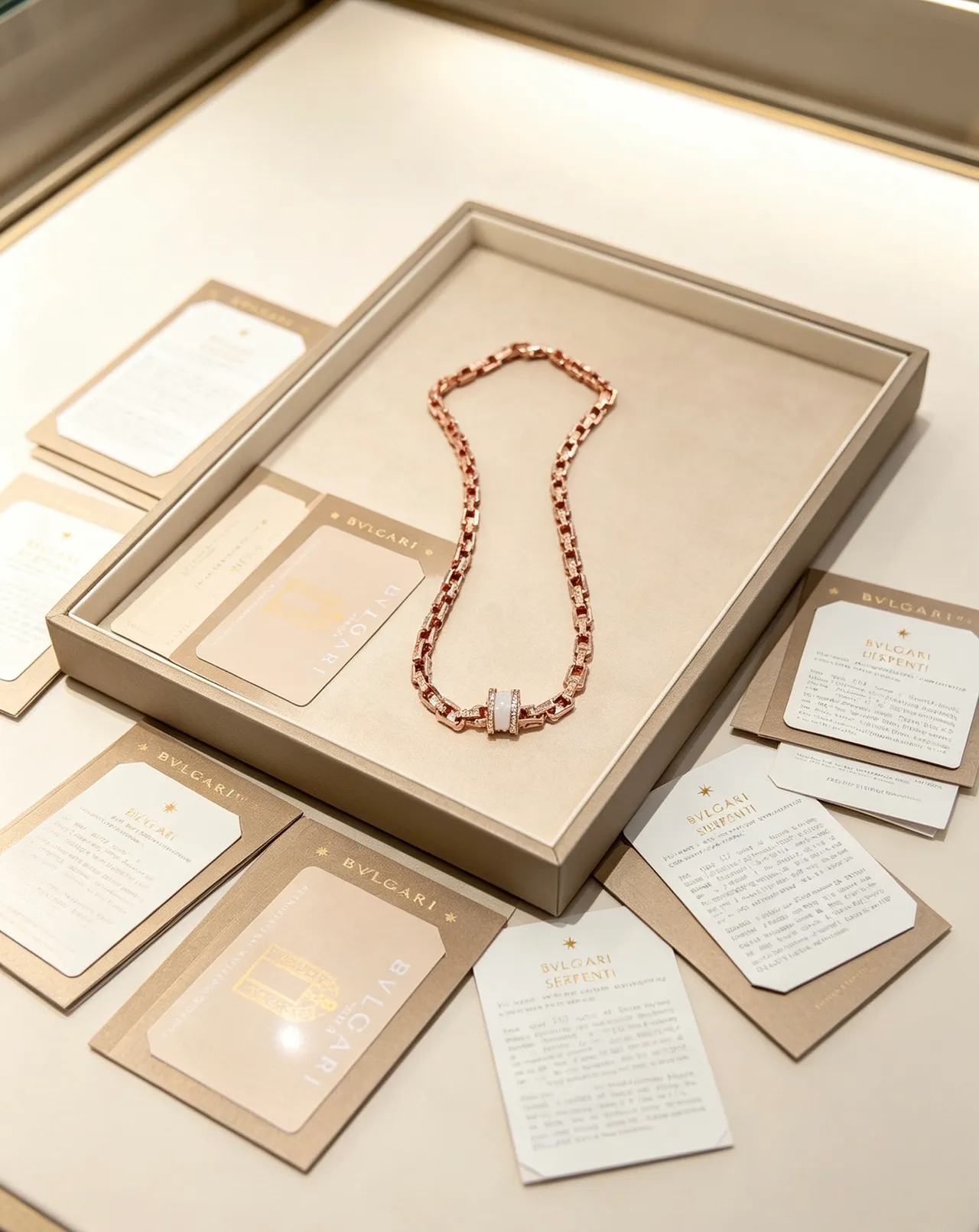 Bvlgari Serpenti Infinito Collier en Or Rose Céramique Blanche et Diamant 7