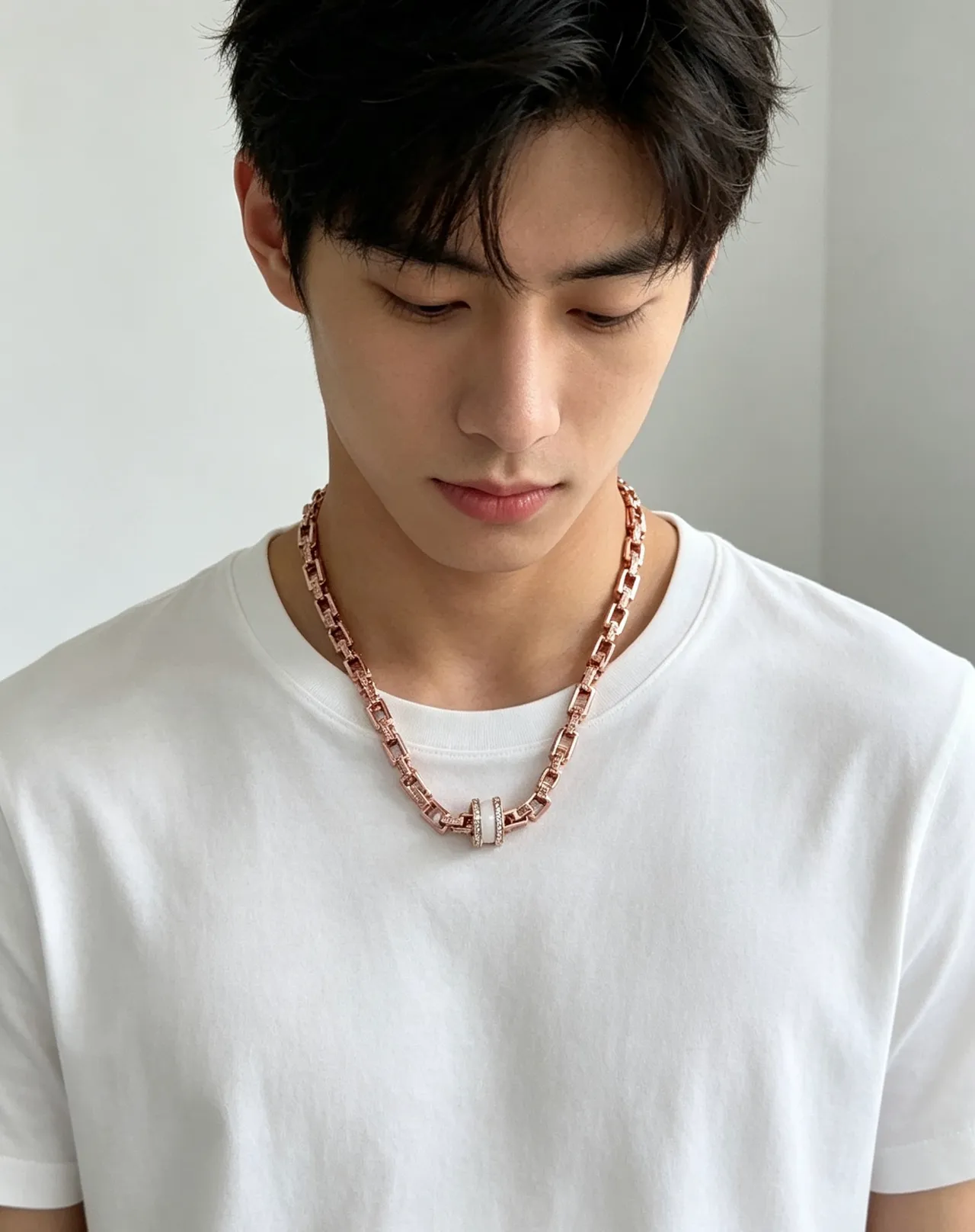 Bvlgari Serpenti Infinito Collier en Or Rose Céramique Blanche et Diamant 8